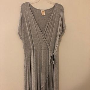 Faded Glory Gray Sx XL16/18 Jersey Faux Wrap Dress